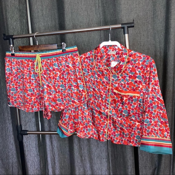 Free People Pillow Talk Satin PJ Pajama Set Retro Floral NWT - Picture 8 of 12